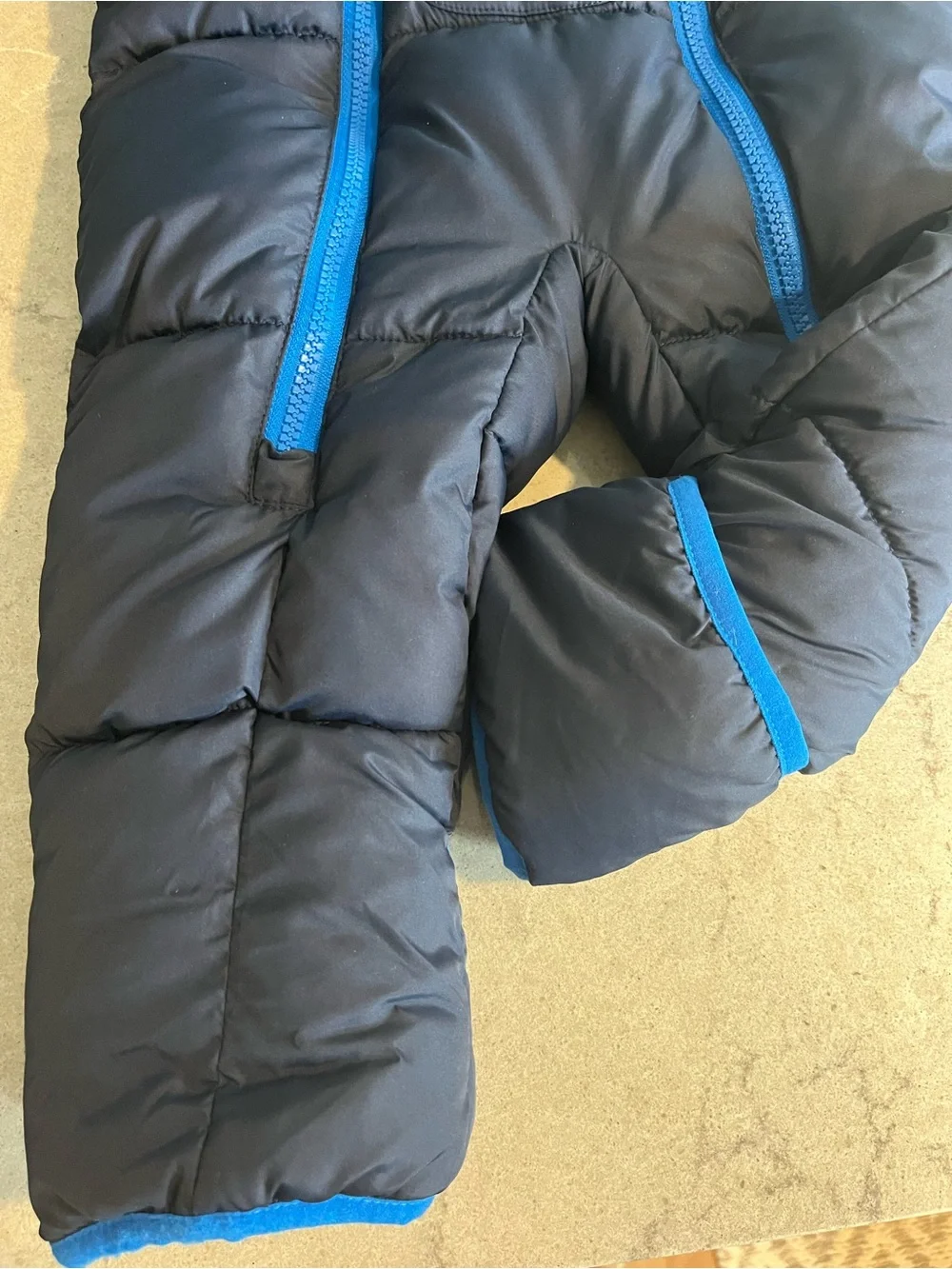 Free Country Navy Puffer Sleep Sack with Bright Blue Trim